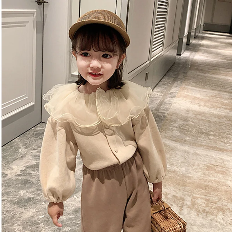 Куртка и пальто для девочек 3-7 лет однобортный кружевной кардиган верхняя одежда