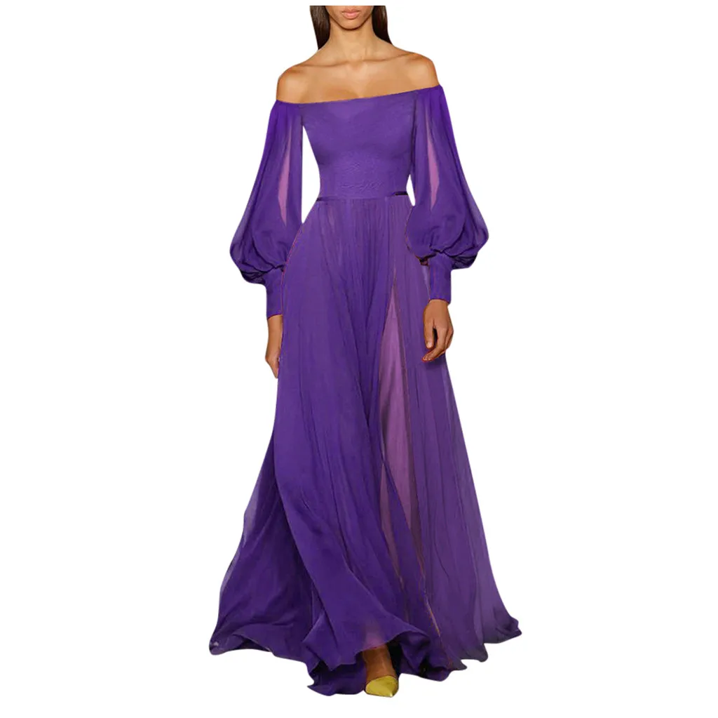 Женское платье-макси в стиле бохо с длинным рукавом-фонариком | Женская одежда