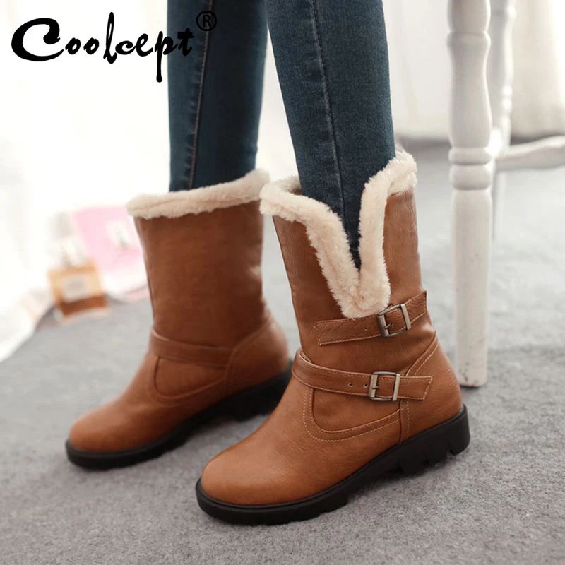 Женские сапожки до середины икры на высоком каблуке зимние теплые для снежной