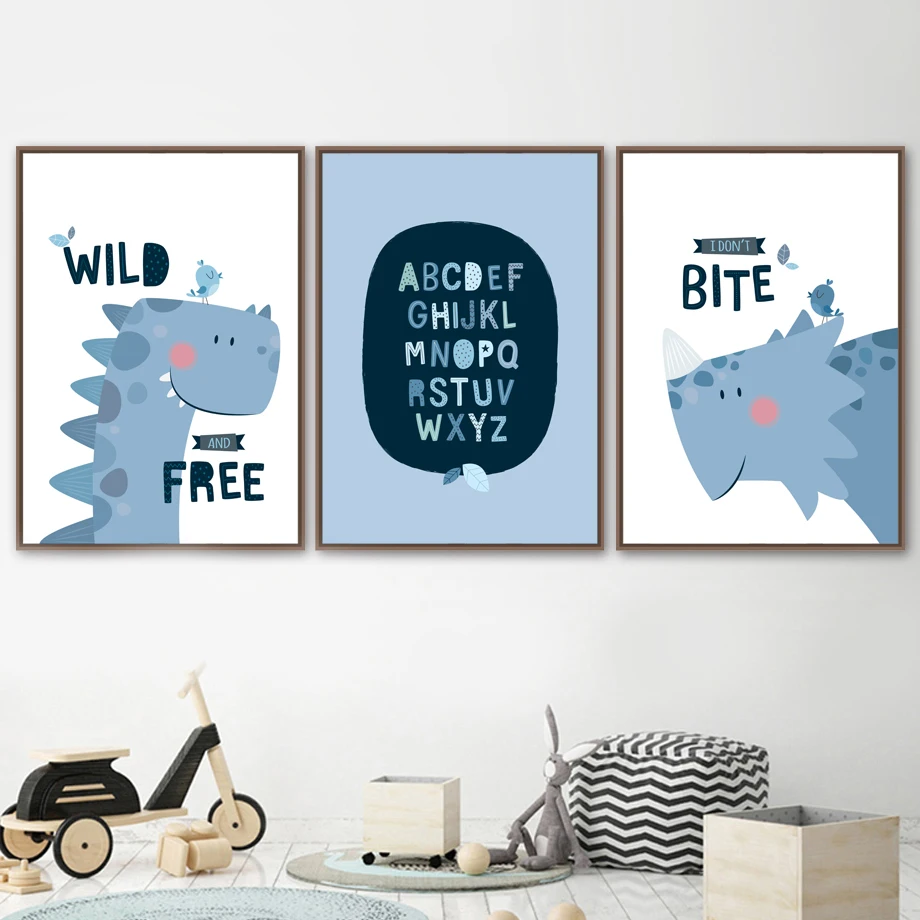 Dinosaurier T Rex Трицератопс Zitate детский сад палочка Kunst Leinwand Malerei скандинавский плакат