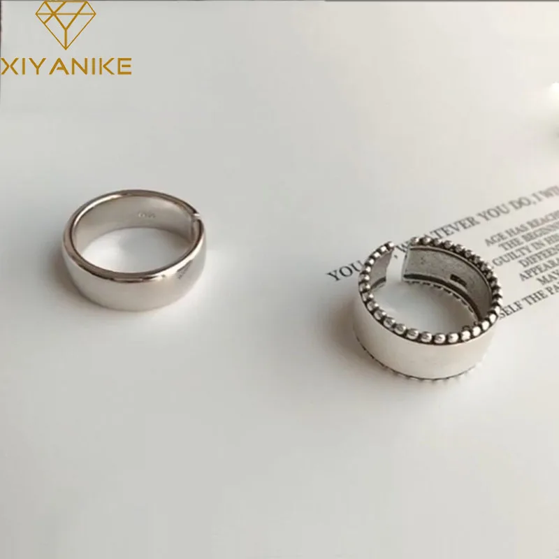 

Женские гладкие кольца XIYANIKE, открытые кольца из стерлингового серебра 925 пробы, вечерние ювелирные изделия, аксессуары