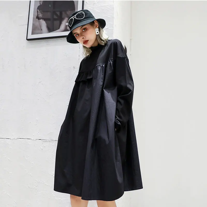 XITAO/черное платье для женщин свободные большие размеры женские платья с длинным