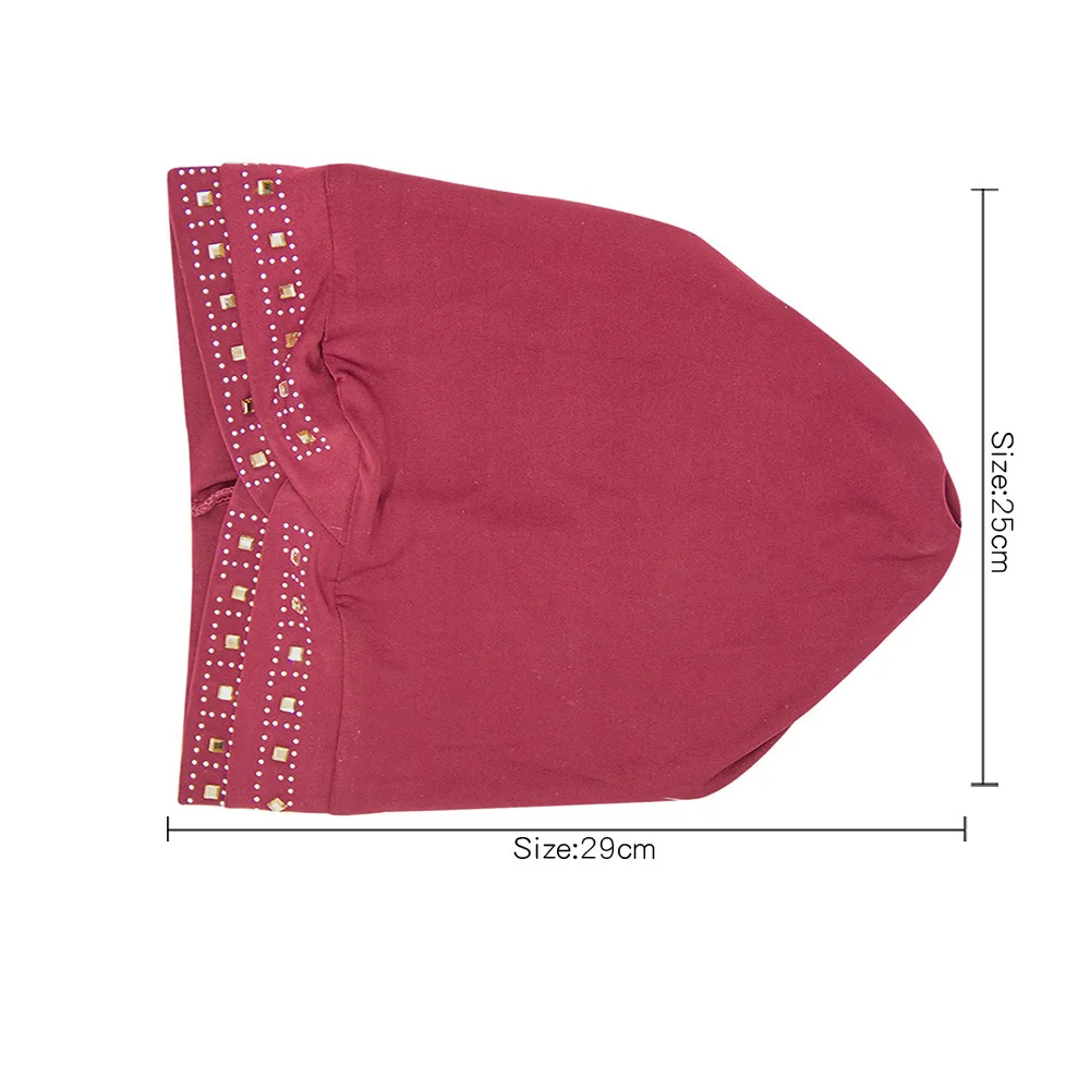

New Forehead Cross Sleeve Cap Fashion Rhinestone Adult Cap Muslim Ethnic Style Pile Cap Wholesale Stain Bonnet
