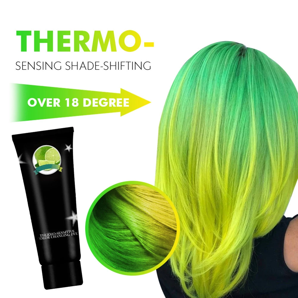 

KOUYUE Temperature Change Hair Dye Popular Green Blue Gray Hair Coloring Semi-permanent Mermaid Warm Discoloration Hair Styling