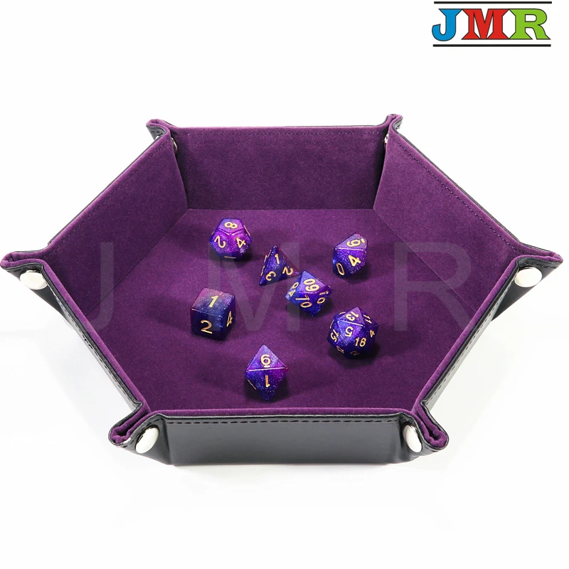 Игральные кости из искусственной кожи, складной шестигранный лоток, 6 цветов, бархат для RPG, DnD, других игр в кости и хранения 210 мм X 44 мм