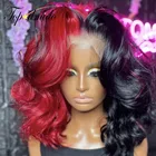 Парики TOPODMIDO из человеческих волос, красный, черный, 13 х1, 6 дюймов, перуанские волосы с неповрежденной кутикулой 4 х4, искусственные волосы, волнистые волосы, Короткие парики для женщин
