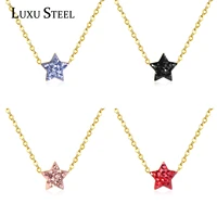 luxusteel gold color star collars choker necklaces stainless steel crystal pendants women men chains necklace accessoties party