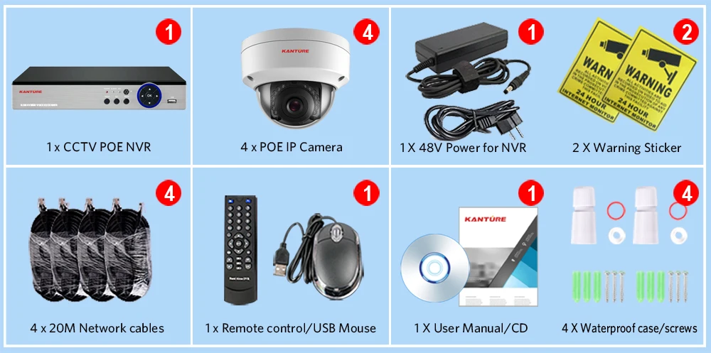 KANTURE H.265+ 4CH 5MP POE NVR система аудио запись 5MP Wandalproof безопасность в/на открытом воздухе POE ip-камера система видеонаблюдения