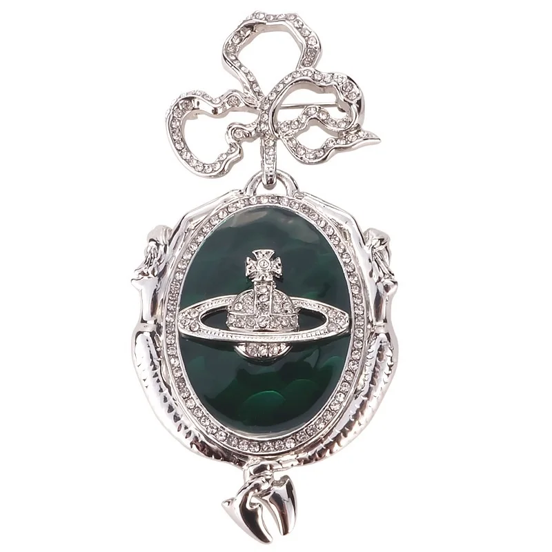 

V.V Green Mermaid Medal Saturn Brooch Fashionable and Beautiful Can Be Worn As A Pendant. Fashionable Gifts for Women