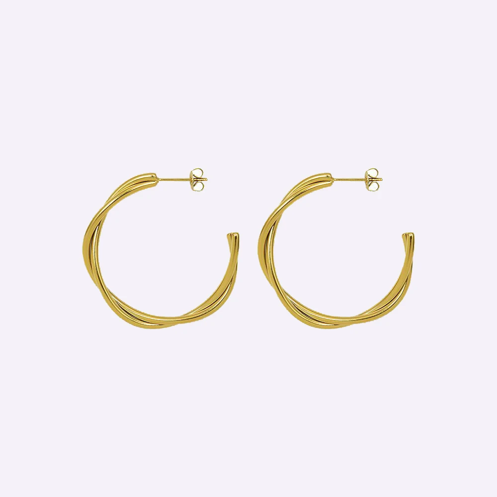

Ins Simple Jewelry Twisted Cross C Hoop Earrings For Women Stainless Steel Twisted Stud Hoop Earrings For Women Trendy Jewelry