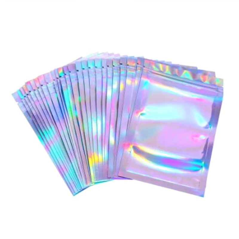 

100pcs Translucent Zip Lock Bags Holographic Storage Bag Xmas Gift Packaging Socks Sexy Lingerie Glove Cosmetics