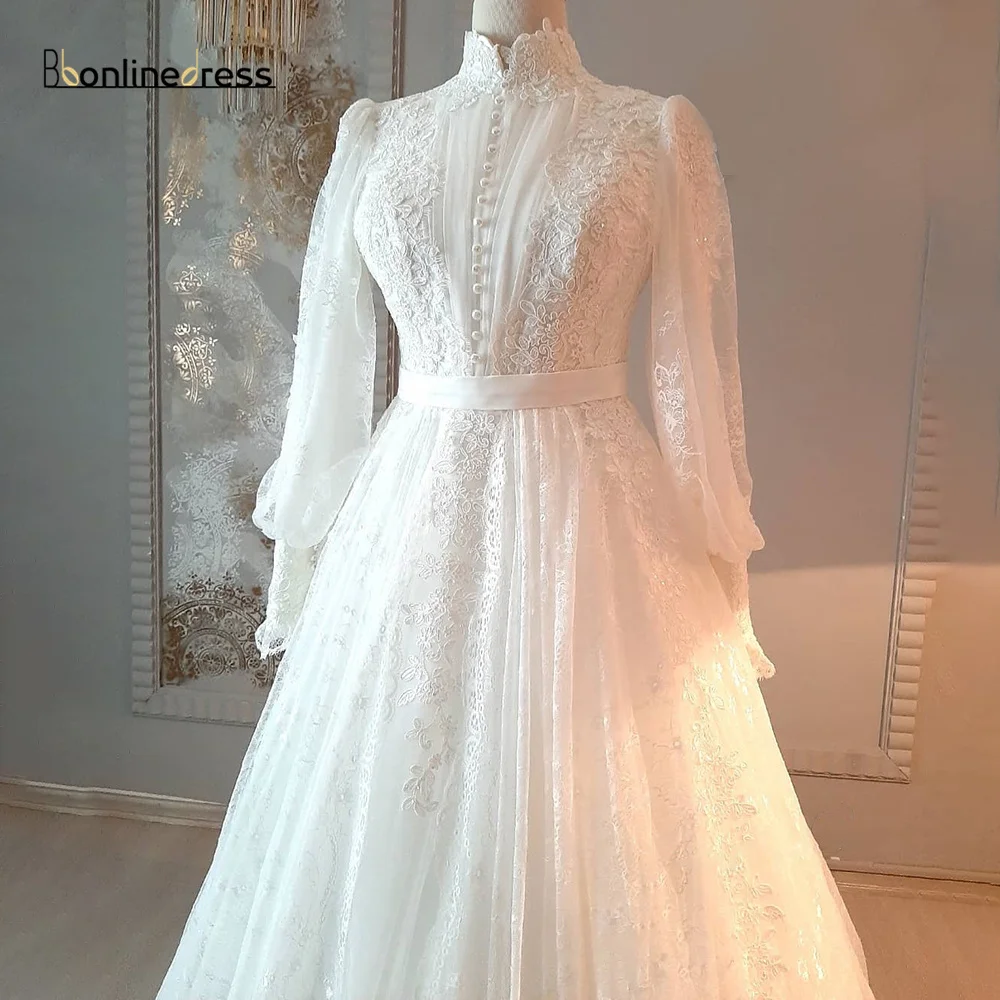 Bbonlinedress Ivory Moroccan Evening Dress Lace Long Evening Formal Dress Belts Full Sleeves Elegant Caftan Muslim Party Dresses (0)