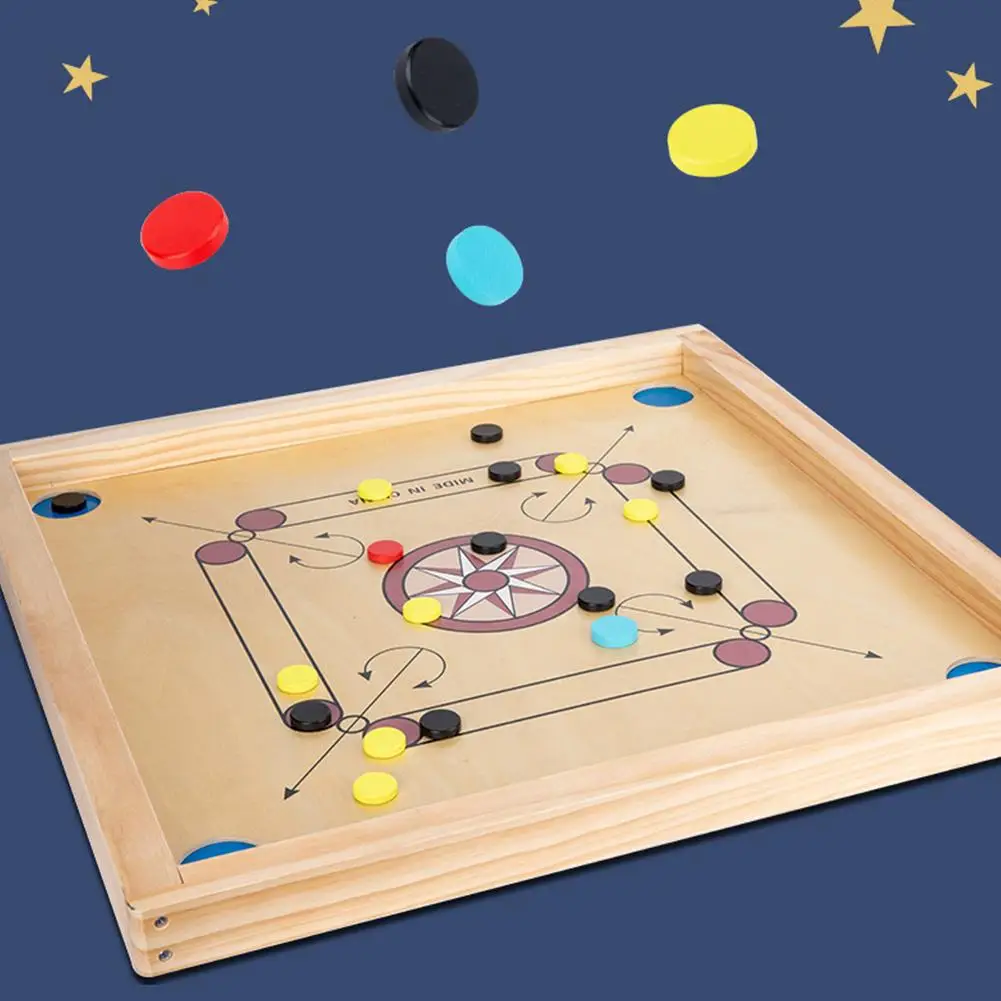 Carrom настольная игра доска круглая без заусенцев деревянная пазл для двух игроков
