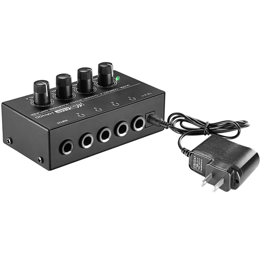 

HA400 Ultra-compact Mini Audio Stereo Headphone 4 Channels Amplifier With Power Adapter Black