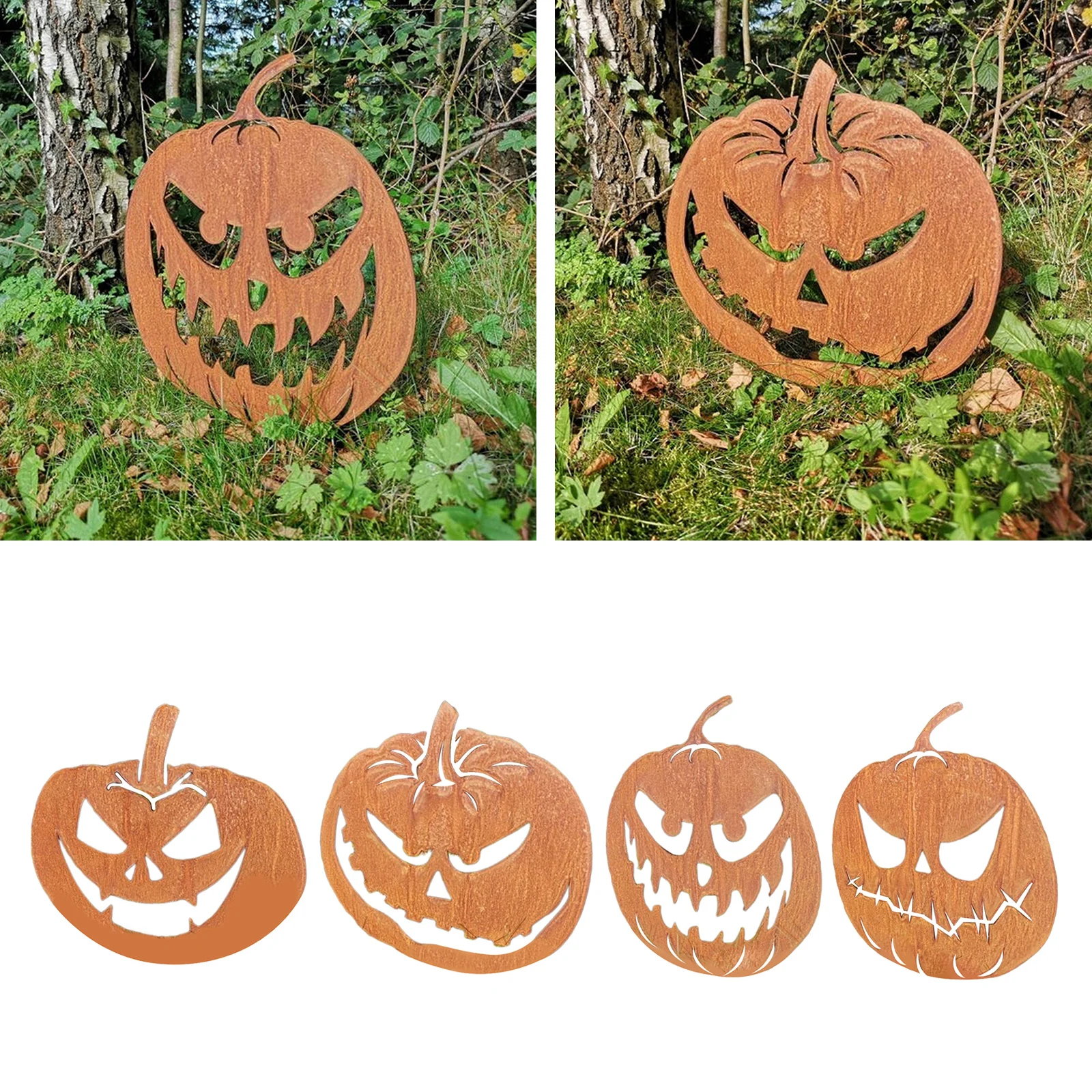 

Iron Art Pumpkin Garden Decor Yard Silhouette Outdoor Crafts Lawn Home Party Decorations Ornaments