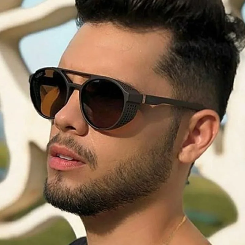 

2021 Classic Punk Sunglasses Luxury Brand Designer Vintage Men Punk Sun Glasses Vintage Round Shades UV400 Eyewear For Women
