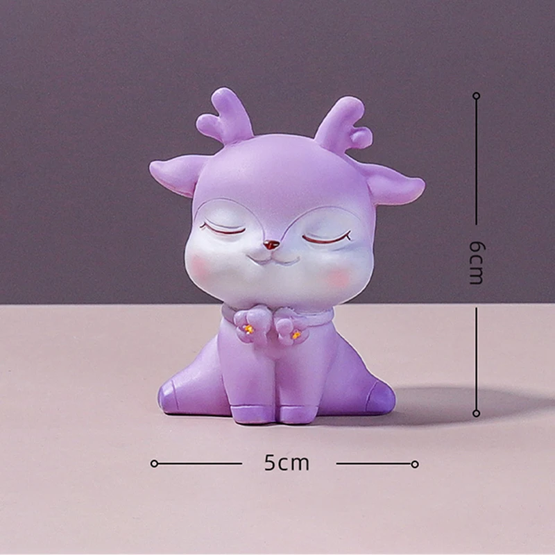 Статуя животного симпатичный орнамент оленя из смолы в различных положении