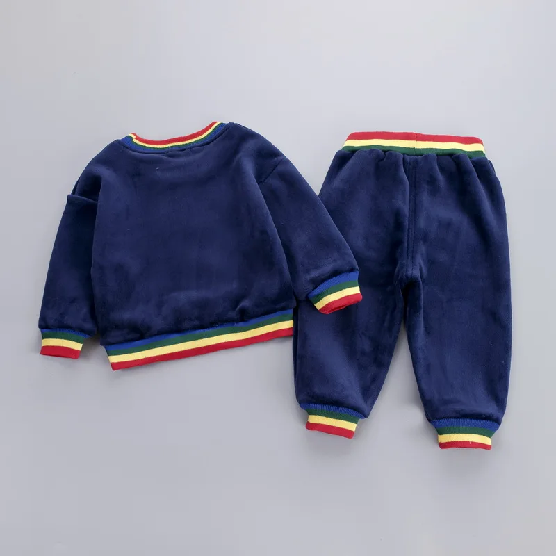 Детское бархатное платье детская зимняя одежда спортивный костюм с цветными