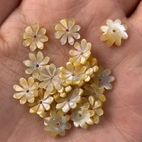 3pcs shell beads carved flowered accessories yellow loose shell for jewelry making bracelet earring handiwork sewing accessory