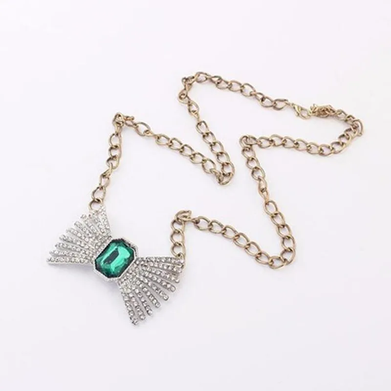 2019 Новая мода кристалл лук стекло заполнены стразы колье винтажное украшение