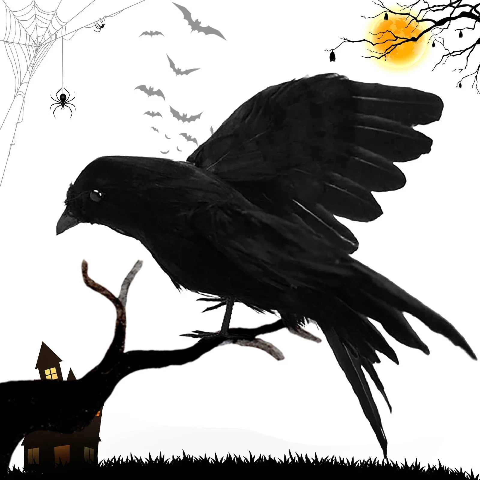 

Black Crow Decor Simulation Bird Raven Prop Animal Model Halloween Display Event Party Artificial Crow Decoration Supplies Gift