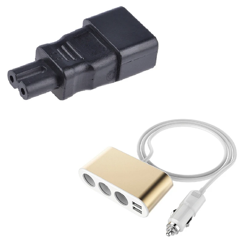 Адаптер питания IEC 320 C14 папа-мама C7 с USB автомобильным зарядным устройством