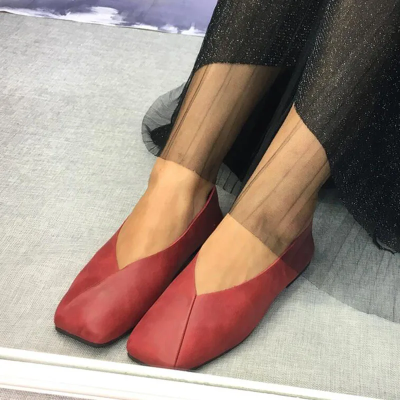 Новинка обувь ручной работы для женщин из натуральной кожи с закрытым носком