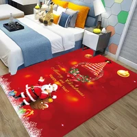 christmas day printing flannel thickening soft water absorbing ash dustproof home non slip bathroom entrance mat carpet