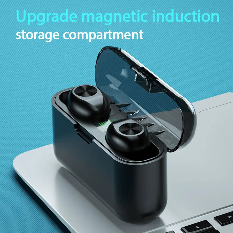 

TWS Wireless Headphones 5.1 Bluetooth-compatible Sports Sweatproof Stereo Noise Reduction Earphone LED Display Music Headset