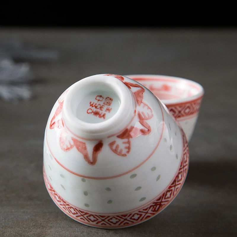 Керамическая чайная чашка Цзиндэчжэнь 50/100 мл чаша винтажная Китайская Красная