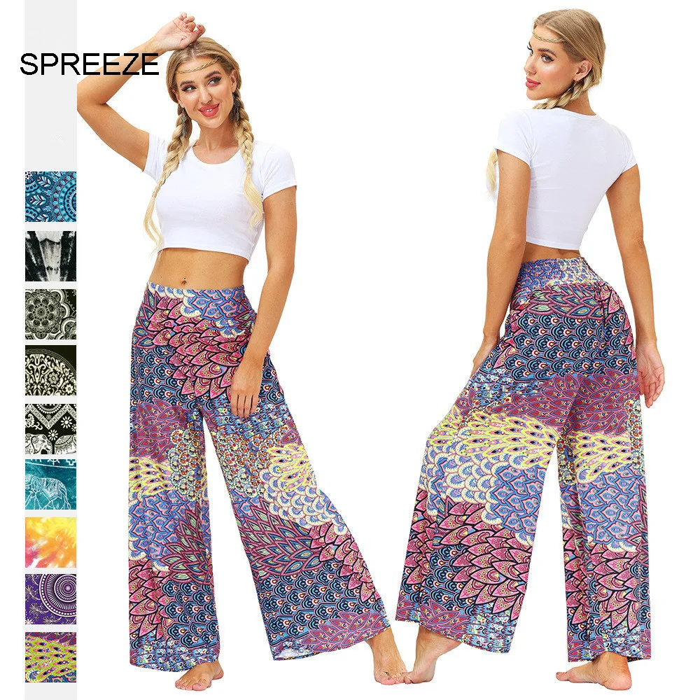 

Брюки SPREEZE женские с широкими штанинами, модные повседневные свободные прямые штаны с цифровым принтом, одежда для йоги в уличном стиле, на л...