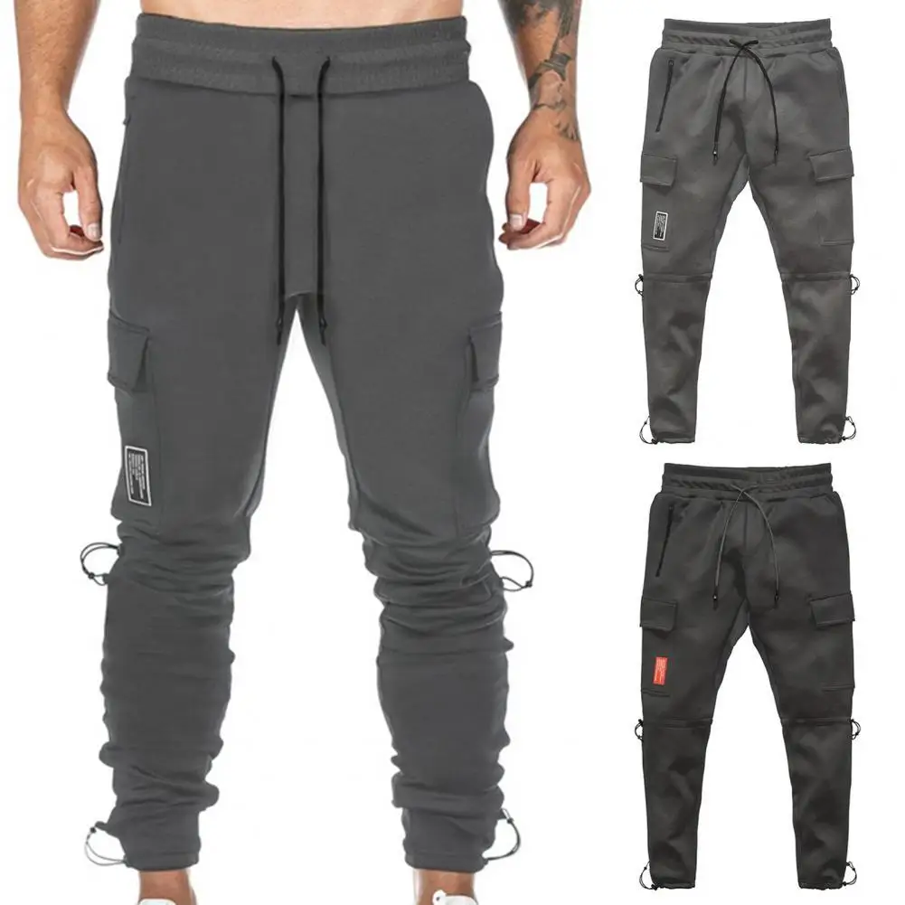 

Новинка 2021, мужские Модные вязаные спортивные брюки для фитнеса, мужские брюки-карго с завышенной талией и завязкой на лодыжке, Слаксы для у...