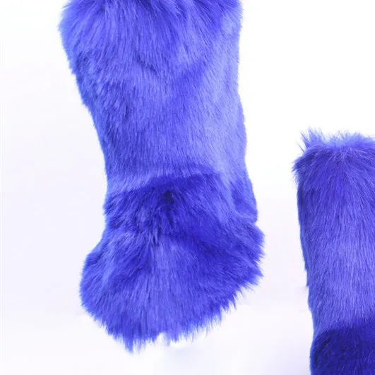 over the knee blue SWONCO/зимние сапоги; женская обувь с искусственным лисьим мехом; зимние теплые ботфорты выше колена для женщин; Новинка года; модные женские сапоги - Цвет: over the knee blue