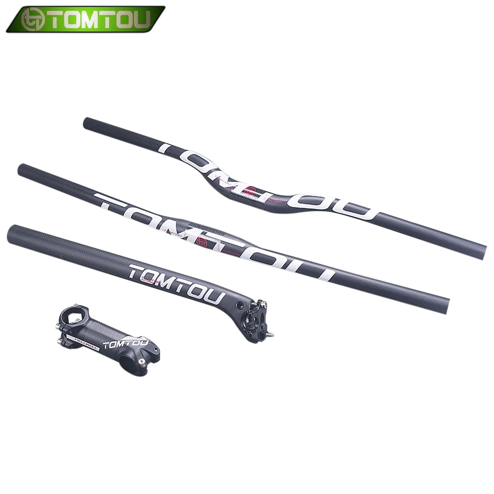 TOMTOU 3K Углеродное волокно руль для велосипеда MTB + стержень трубка сиденья горный