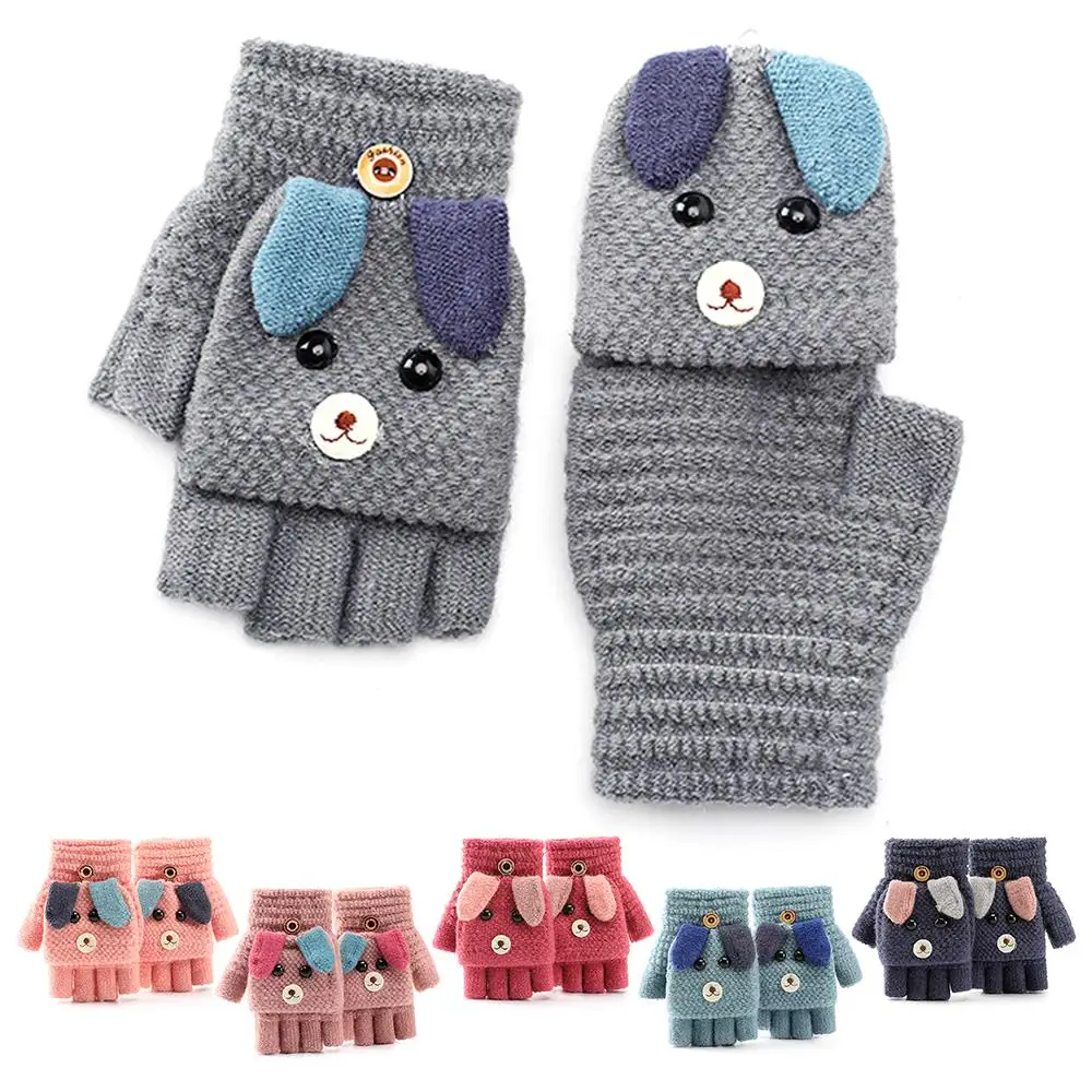 

Winter Warm Children Flip Gloves Kids Fingerless Gloves Boys Girls Sports Gloves For Cycling Camping Hiking Fishing Skiing