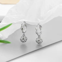 silver plated twisted hollow ball ear buckle fashion shining zircon earrings charm womens wedding party jewelry accessories