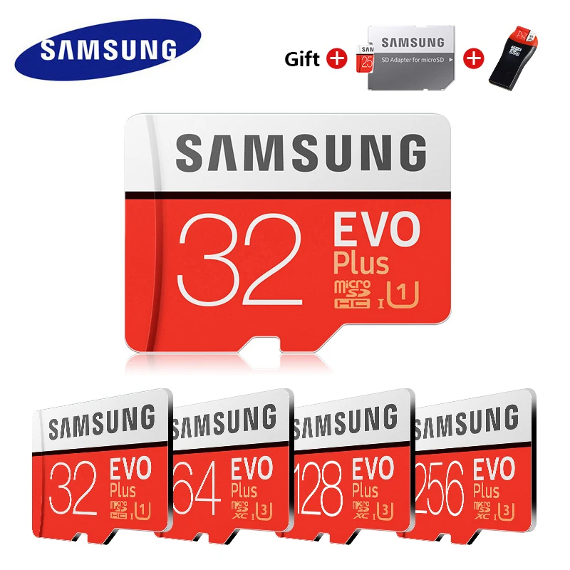 Оригинальные Карты памяти SAMSUNG EVO+, 64 ГБ, EVO plus U3, 128 ГБ, 256 ГБ, 512 ГБ, класс 10, Micro SD карта, 32 ГБ, microSD, UHS-I, TF карта