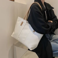 Leather Shoulder Bags For Women Office Handbags Large Black White Tote Bag With Zipper 2022 New WomenS Shoulder Strap Handbag