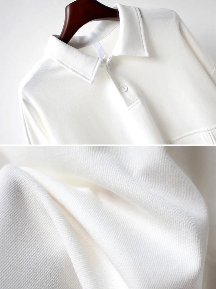 

Spring and Autumn New Loose Short Hoodie Solid Color Teenagers Long Sleeve Drawstring High Waist Korean Cotton Sweatshirt Tops