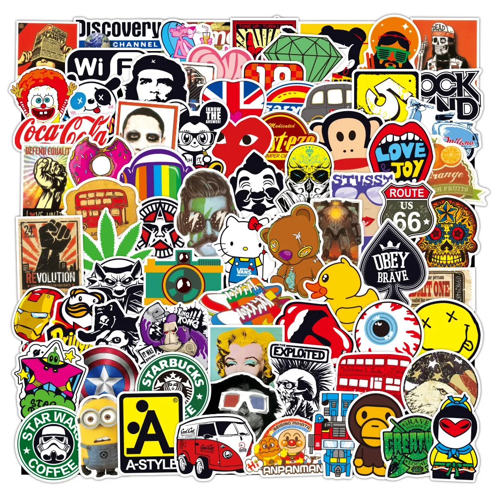 

10/30/50 PCS Latest Fashion Brand Logo Graffiti Stickers Waterproof Suitcase Guitar Toy Decoration Stickers Wholesale