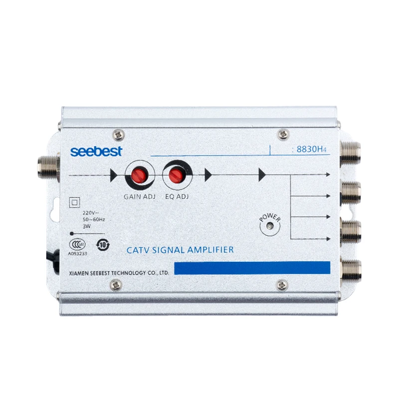 AC 220V ЕС вилка 30 дБ регулируемый кабель 45-860MHz 2W ТВ усилитель сигнала 1 в 4 Out CA |