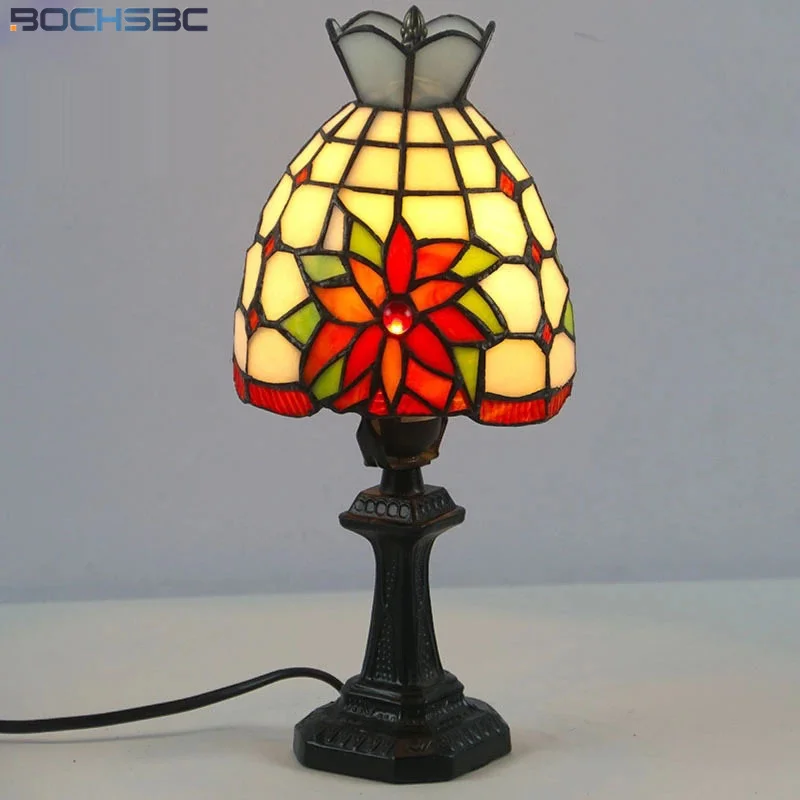 

BOCHSBC Тиффани Стиль настольная лампа цветное Стекло Настольный светильник красочные нефрита домашний декор классического искусства СВЕТОД...