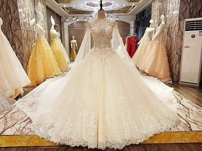 LSX63889 trajes de novias nuevos бальное платье прозрачный, с застежкой на молнии сзади кепки рукава новейшие Свадебные платья Реальные фотографии