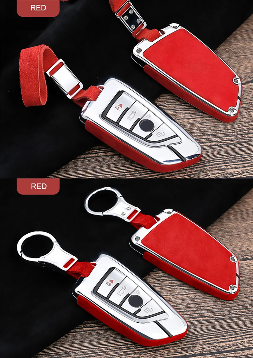 

Suede Leather Smart Car Key Case Shell For BMW F15 F16 F48 G30 F85 G11 X1 X5 X6 M 2018 X1 X3 X4 X5 X6 35i 50i Key Cover Chain