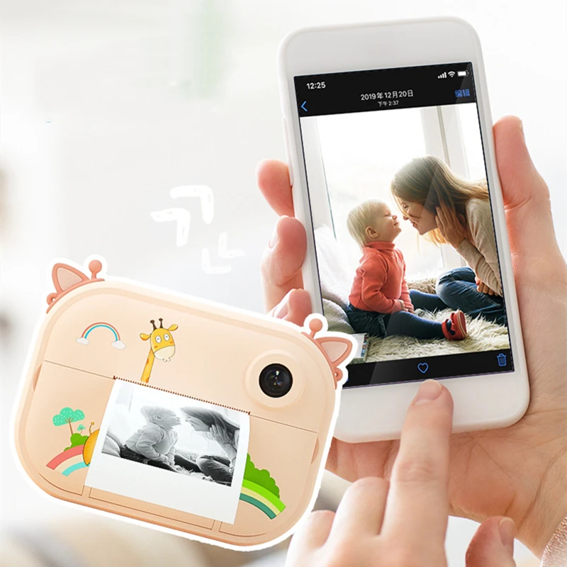 DIY Instant Print Camera Kids Flamingo Thremal Photo Printing Printer Camera for Children Christmas Gifts Toy