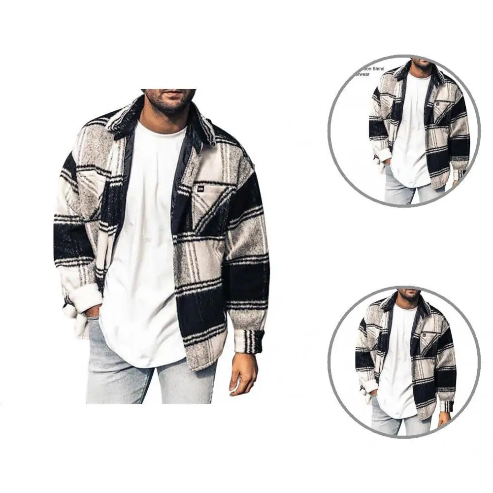 

Fashion Stylish Men Outdoor Cycling Jacket Warm Male Outwear Plaid Pattern for Party