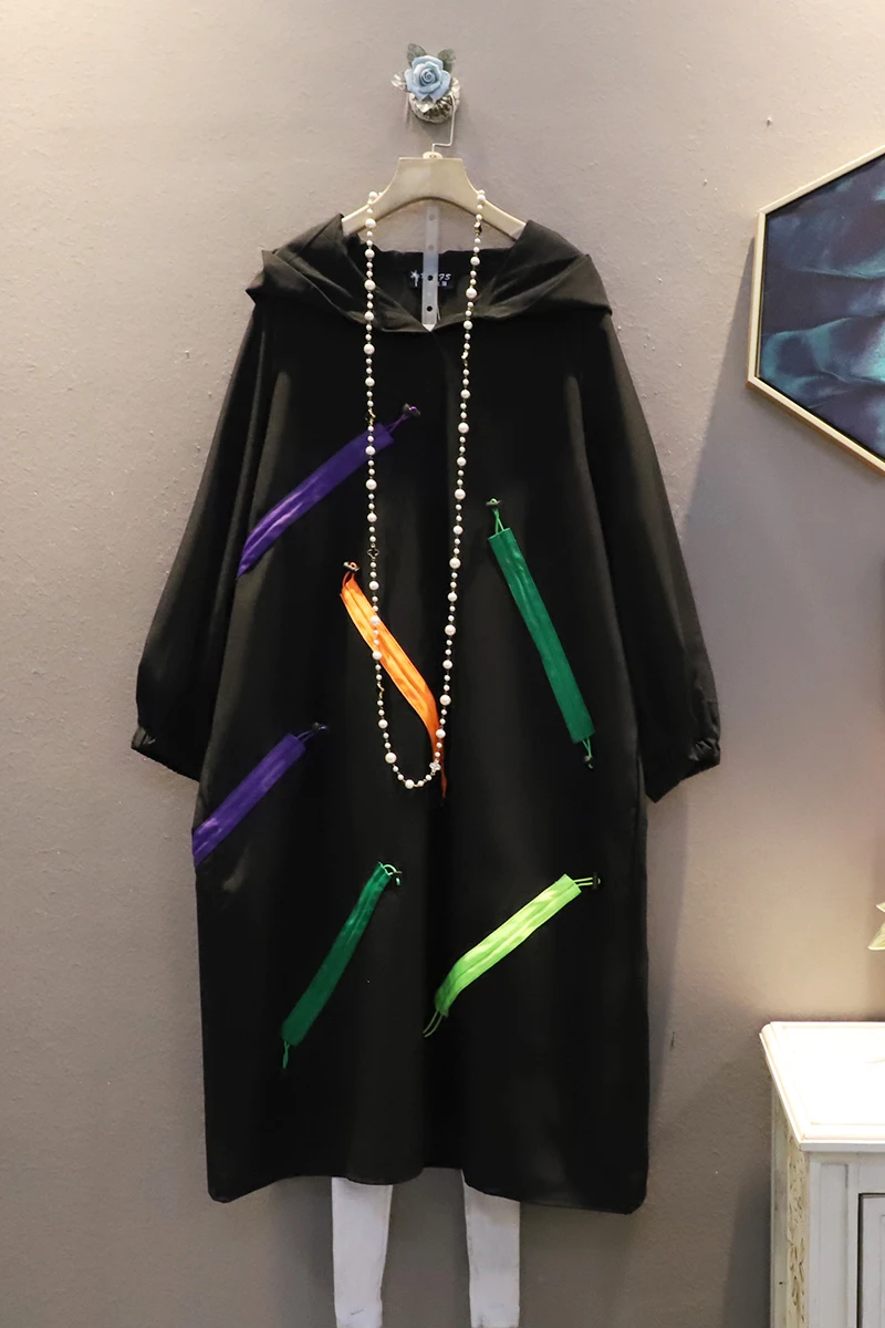 

QING MO Women Colorful Drawstring Sweatshirt 2021 Spring Women Plus Size Hooded Dresss Female Fashionable Sweatshirt ZQY6273