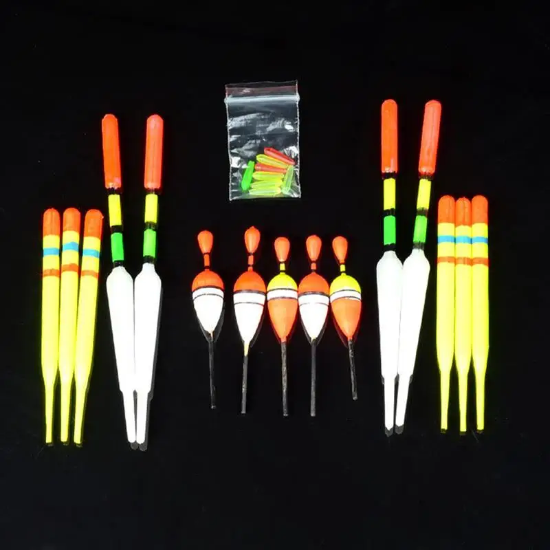 

1 set (15Pcs) Vertical Buoy Sea Fishing Floats Assorted Size for Most Type of Angling Bobber Fishing Tackle Accessories
