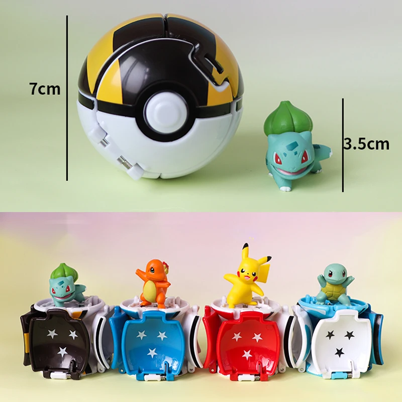 Игрушка TAKARA TOMY оригинальный Покемон мяч Пикачу Кукла флип Поп открытый тыкать