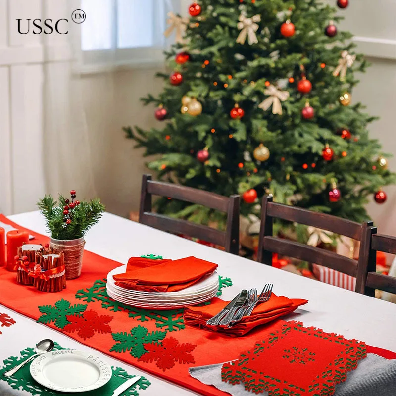 

USSC Рождественские Праздничные салфетки на стол гостиничный домашний обеденный коврик коврики подставки Красный Зеленый Нетканый материал...